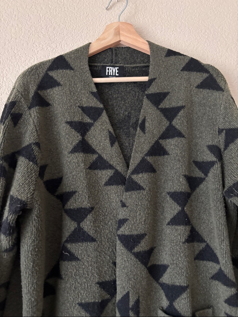 Frye Olive, Black & White Aztec Knit Cardigan - Picture 3 of 6